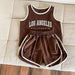 Basketball LA Klädset Kortbyxa + Linne – Baby, Småbarn, Förskolebarn, Barn, Brun/Vit, Bomull, Storlek 0–8 år More For Mini