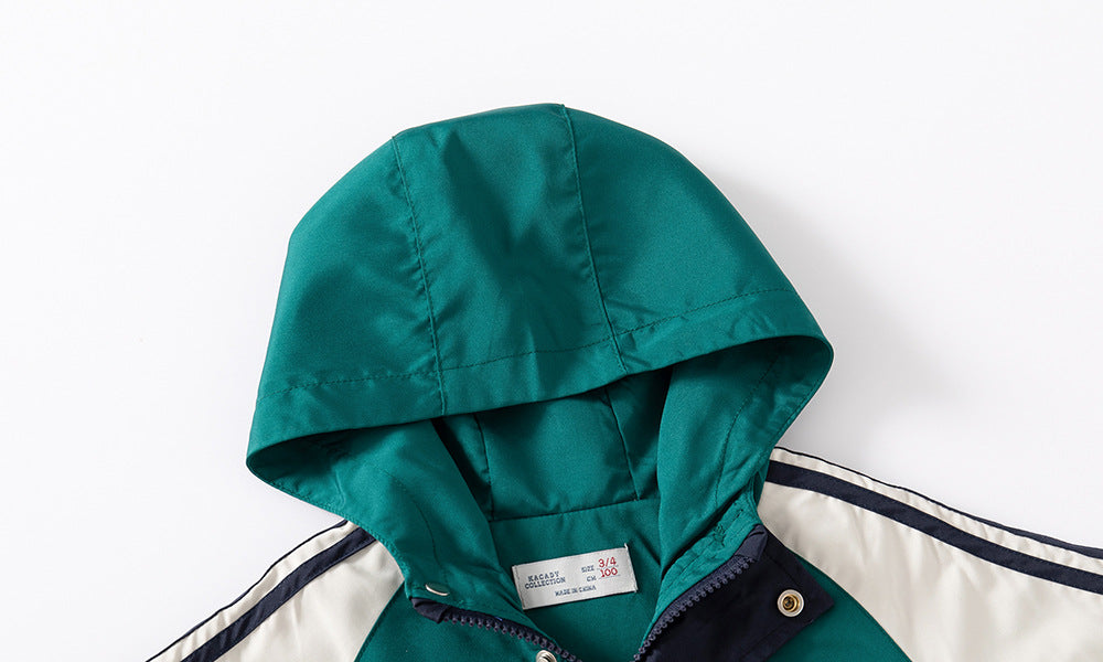 Regenjas - Thim Jongens, Groen/Oranje/Blauw, Polyester, Maat 2-8 Jaar-More For Mini