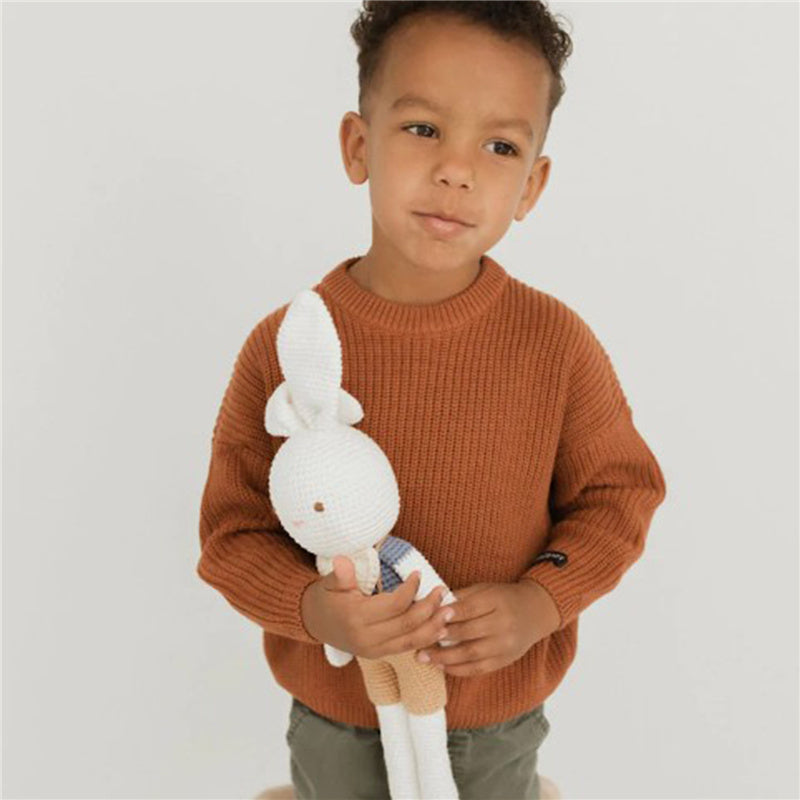 Gebreide Trui - Amba Unisex, Wit/Zwart/Blauw/Roze/Groen/Grijs/Bruin, Katoen, Maat 0-6 jaar-More For Mini
