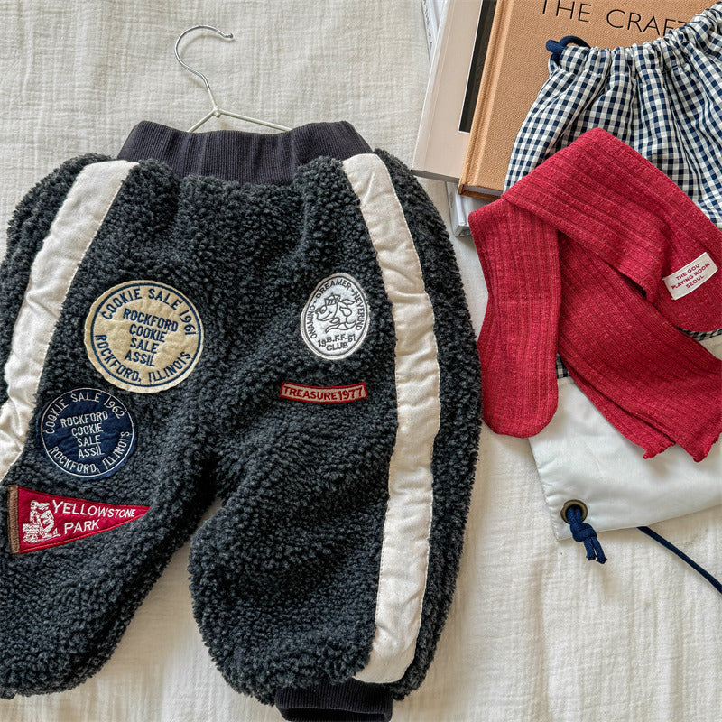 Teddy Joggingbroek - SnugTrail Unisex, Bruin/Grijs, Katoen, Maat 0-6 Jaar-More For Mini