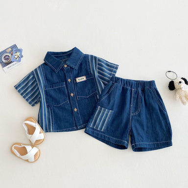 Denim Days Baby- & Barnsommarset – Unisex jeansskjorta och shorts | Lune & Lio | Storlek 0–7 år | 100 % bomull More For Mini