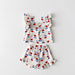 Lulu & Leaf Sommarset Flicka – 2-delad Bomullsoutfit med Volanger & Tulpanmönster (0–5 år) More For Mini