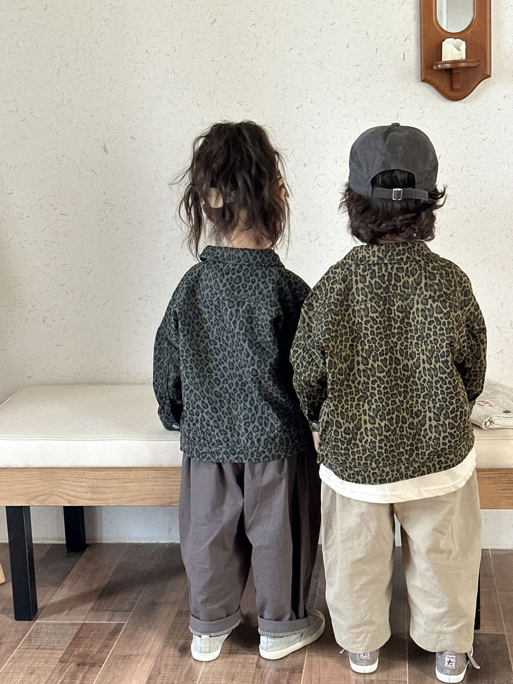 Jeansjacka med leopardmönster – Wild & Free Unisex, Brun/Grå, Bomull, Denim, Storlek 0–2 år More For Mini