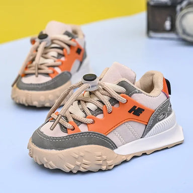 Sneakers - Gali Unisex, Zwart/Oranje, Polyester, Maat 21-30-More For Mini