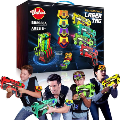 LaserBlaze Speelset 4-Persoons – Draadloos Laser Tag Spel met Pistolen & Body Gear | Laser Game voor Kinderen 6+ | Infrarood Speelgoed Pistolen Oplaadbaar More For Mini