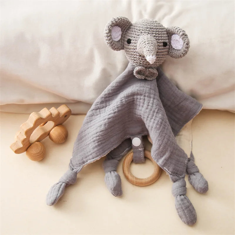 Knuffeldoekje voor Baby met Houten Bijtring en Rammelaar - 100% Katoen | Ideaal voor Doorkomende Tandjes & Comfort More For Mini