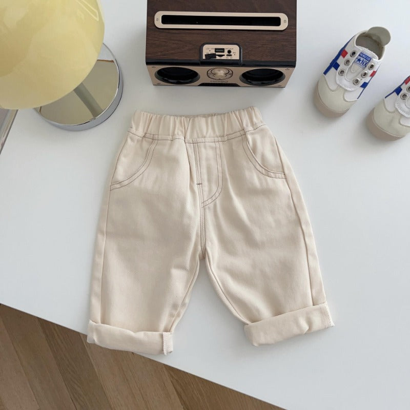 Relaxed Fit Jeans - Unisex, Blauw/Zwart/Abrikoos, Katoen, Denim, 0-5 Jaar-More For Mini