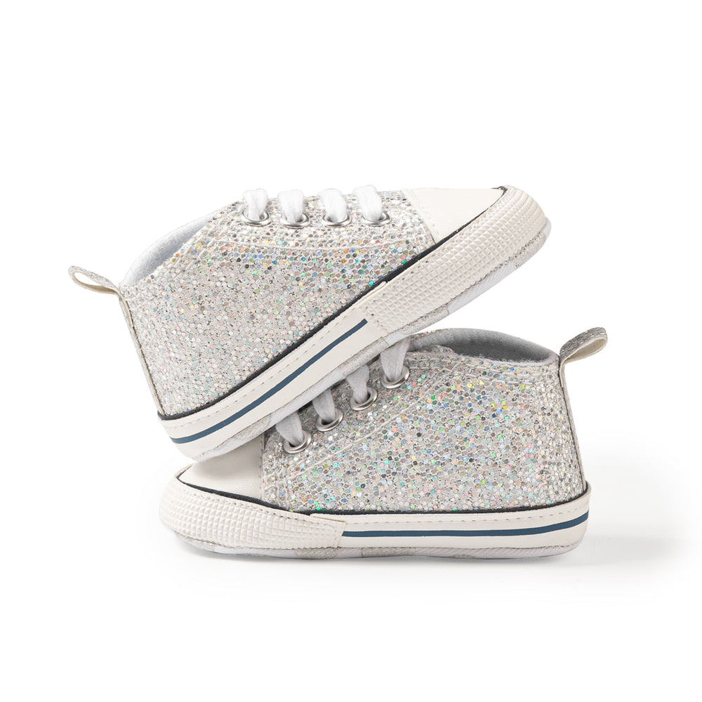 Lunari Glitz Babysneaker – Glittriga Babyskor för Flicka – Halkfria – Första Steg Skor – 0–1,5 år More For Mini