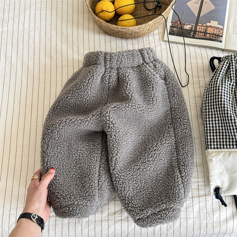 Teddy Joggingbroek - Snuggle Unisex, Bruin/Grijs/Blauw, Katoen Maat 0-6 Jaar-More For Mini