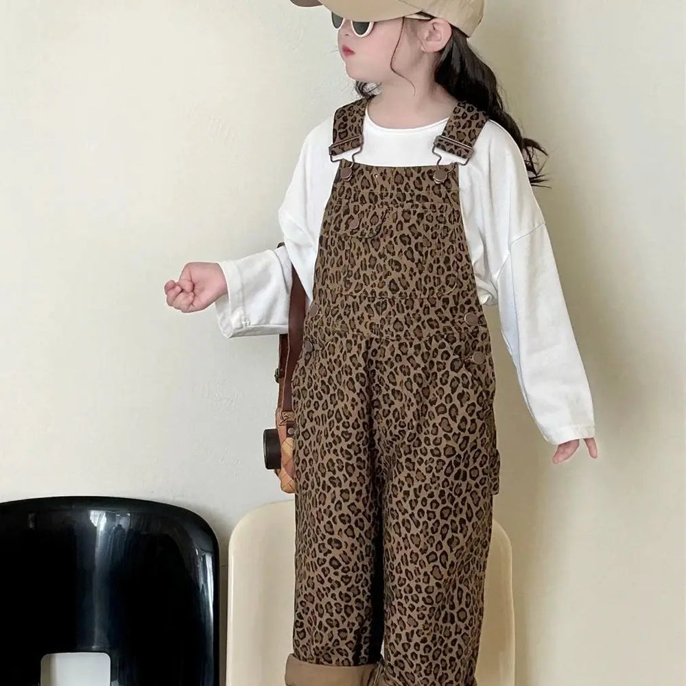 Tuinbroek met Luipaardprint - Bissau Meisjes, Bruin, Katoen, Maat 1-7 Jaar-More For Mini