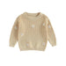Gebreide Trui met Bloemen – Meisjes, Beige/Groen/Grijs/Paars/Roze, Katoen, Maat 0-6 Jaar-More For Mini