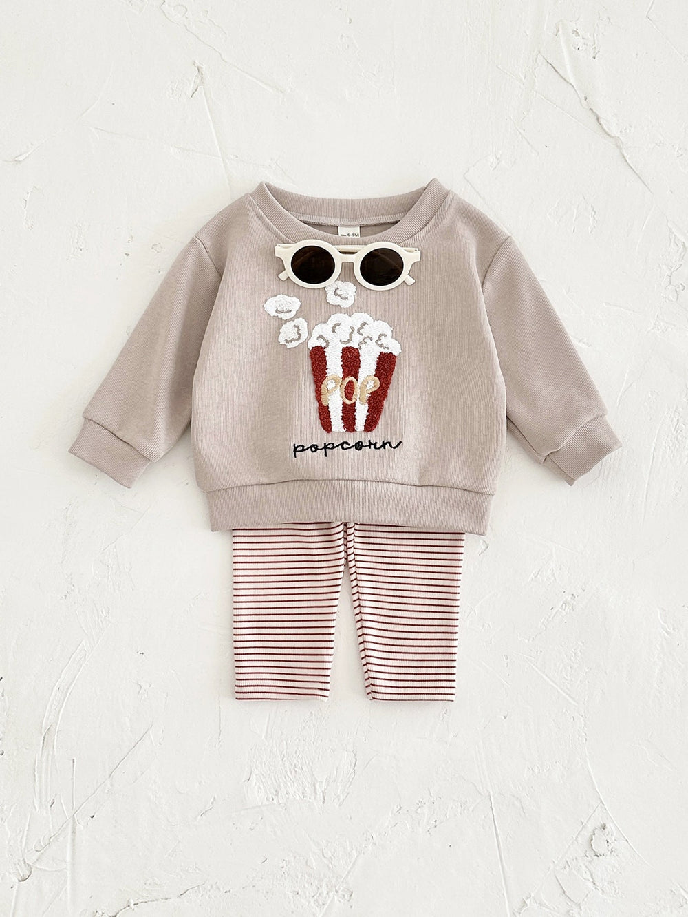 Klädset med Leggings och Tröja Popcorn – Poppi Unisex, Beige, Bomull, Storlek 0–3 år More For Mini