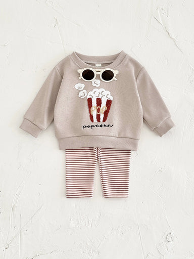 Klädset med Leggings och Tröja Popcorn – Poppi Unisex, Beige, Bomull, Storlek 0–3 år More For Mini