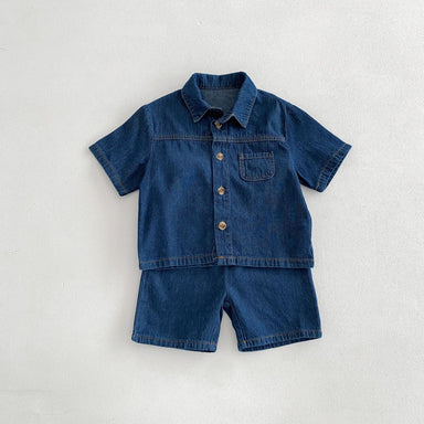 Denim sommarset med T-shirt och shorts – Baby, Småbarn, Förskolebarn, Barn, Blå, Bomull, Storlek 0–6 år More For Mini