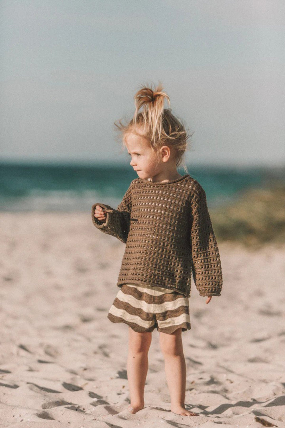 Terra Mini Coco Wave Baby Sommarset – Topp + Shorts – Naturliga Färger – Stickad Bomullsblandning – 0–2 år – Unisex Sommaroutfit More For Mini