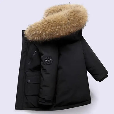 Winterjas met Bontkraag - Lome Unisex, Wit/Zwart, Polyester, Maat 4-13 Jaar-More For Mini