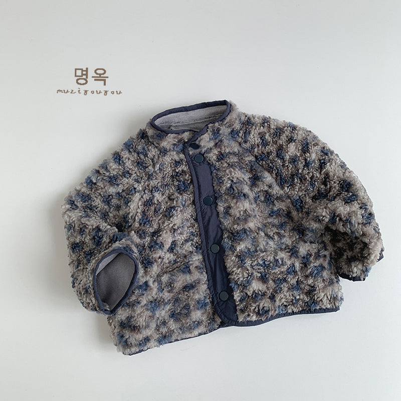 Jas met Panterprint - Muziyouyou Unisex, Panterprint Blauw, Katoen, Maat 0-6 Jaar-More For Mini
