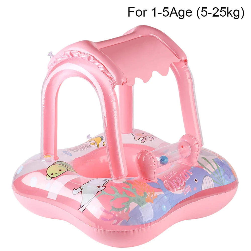 Baby Simring med Baldakin – Uppblåsbar Float med Soltak More For Mini