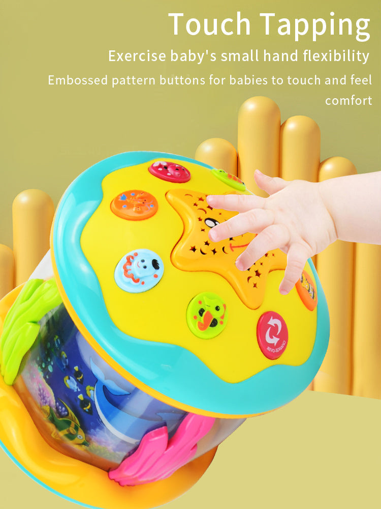 Montessori Tummy Tijd Projector – Oceaan Wereld Projectie, Zintuiglijke Stimulatie, BPA-vrij, Draagbaar, Kalmerende Muziek & Natuurgeluiden-More For Mini