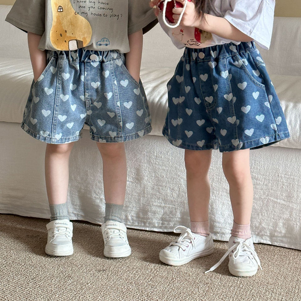 Kort Jeansbyxa med Hjärtan – Liva Denim Shorts Baby, Småbarn, Förskolebarn, Barn – Ljusblå/Mörkblå, Bomull, Storlek 0–8 år More For Mini