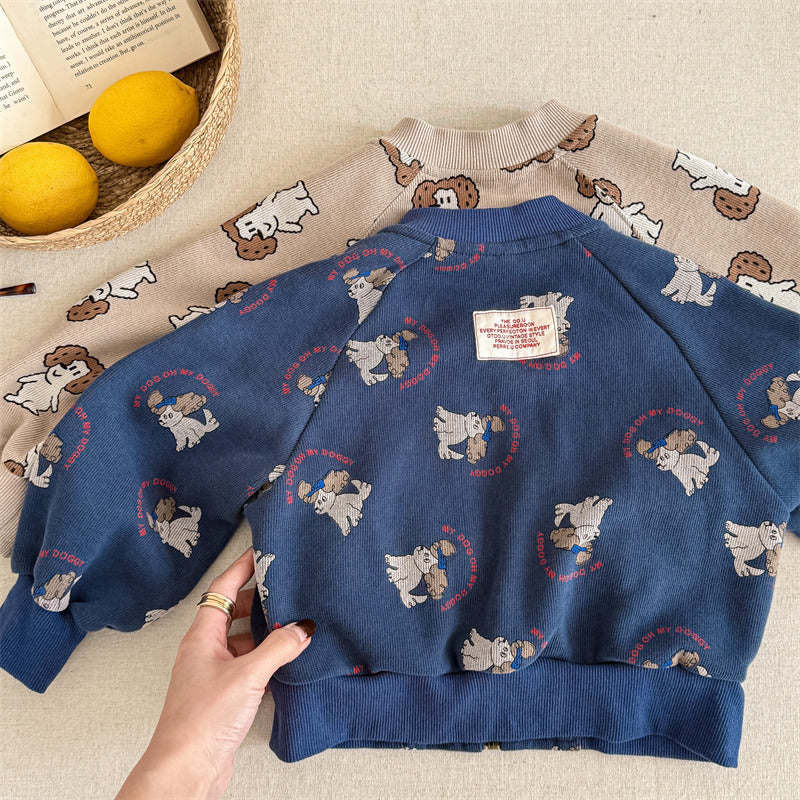 Väst med hundtryck – PuppyPals Unisex, Blå/Brun, Bomull, 0–6 år More For Mini