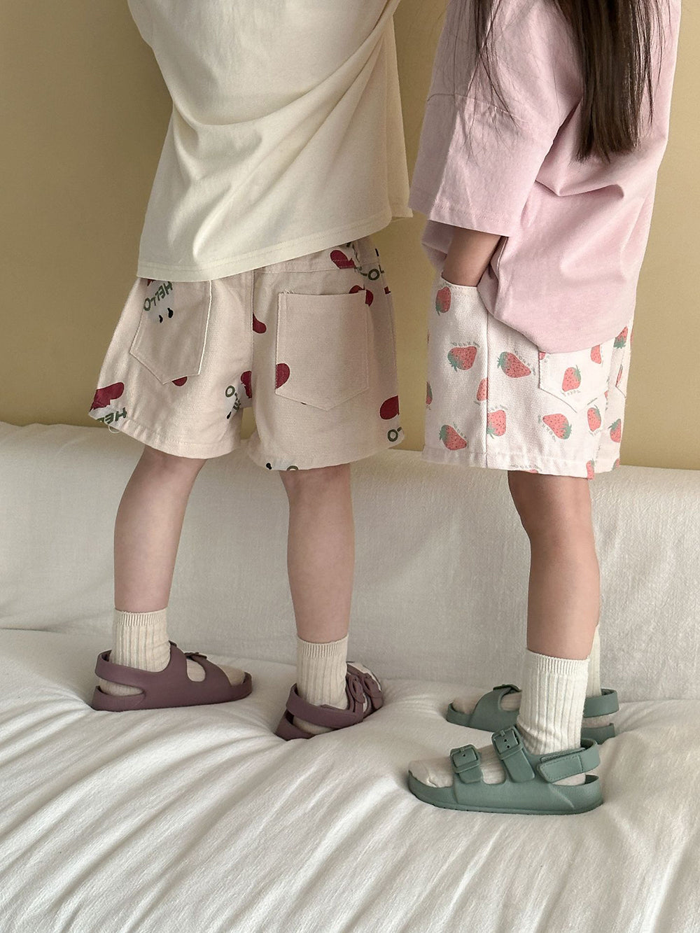 Kortbyxa med Jordgubbar – Baby, Småbarn, Förskolebarn, Barn – Rosa, Bomull, Storlek 0–8 år More For Mini