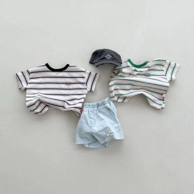 Mini Energy Baby T-shirt – Randig bomullströja med texttryck | Unisex | Storlek 0–3 år More For Mini