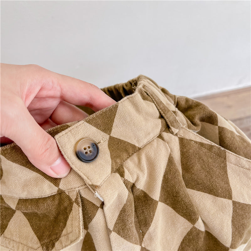 Rutig Byxa – Checkmate Unisex, Svart/Brun, Bomull, Storlek 0–6 År More For Mini
