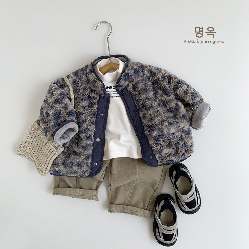 Jas met Panterprint - Muziyouyou Unisex, Panterprint Blauw, Katoen, Maat 0-6 Jaar-More For Mini