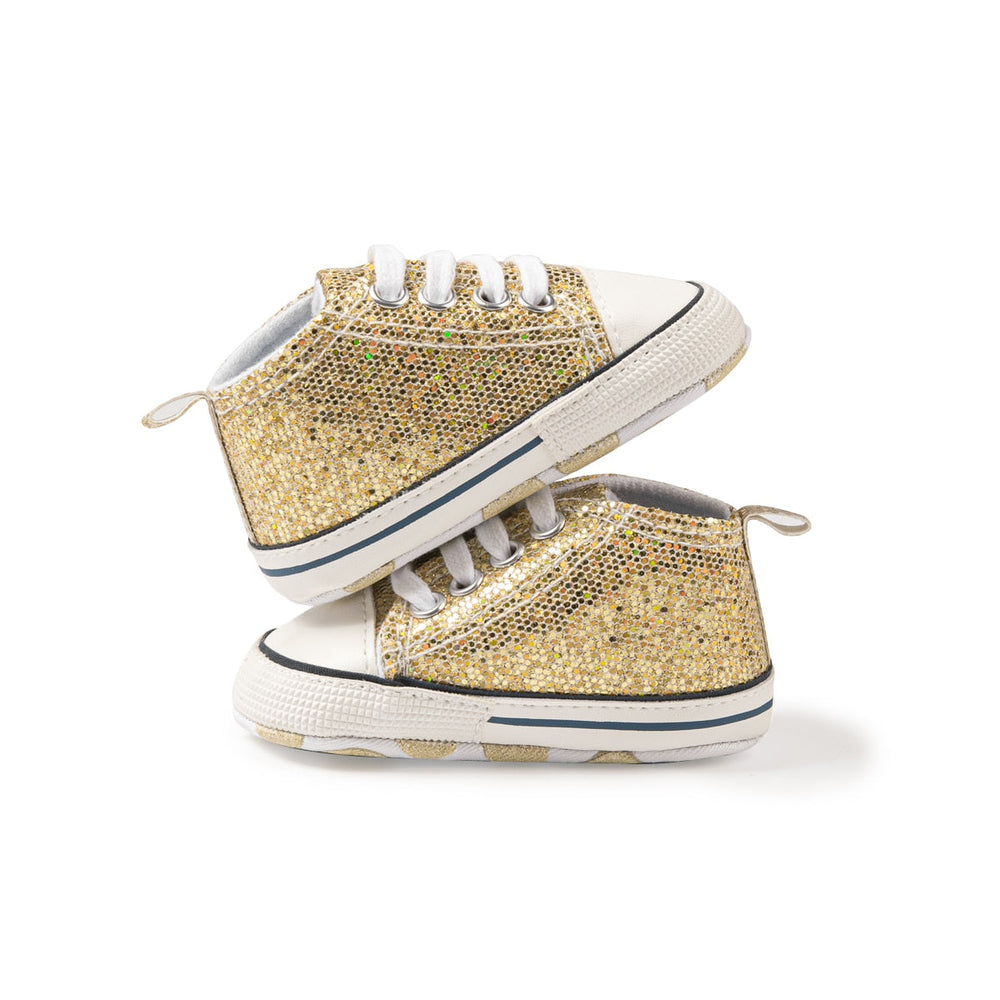 Lunari Glitz Babysneaker – Glittriga Babyskor för Flicka – Halkfria – Första Steg Skor – 0–1,5 år More For Mini