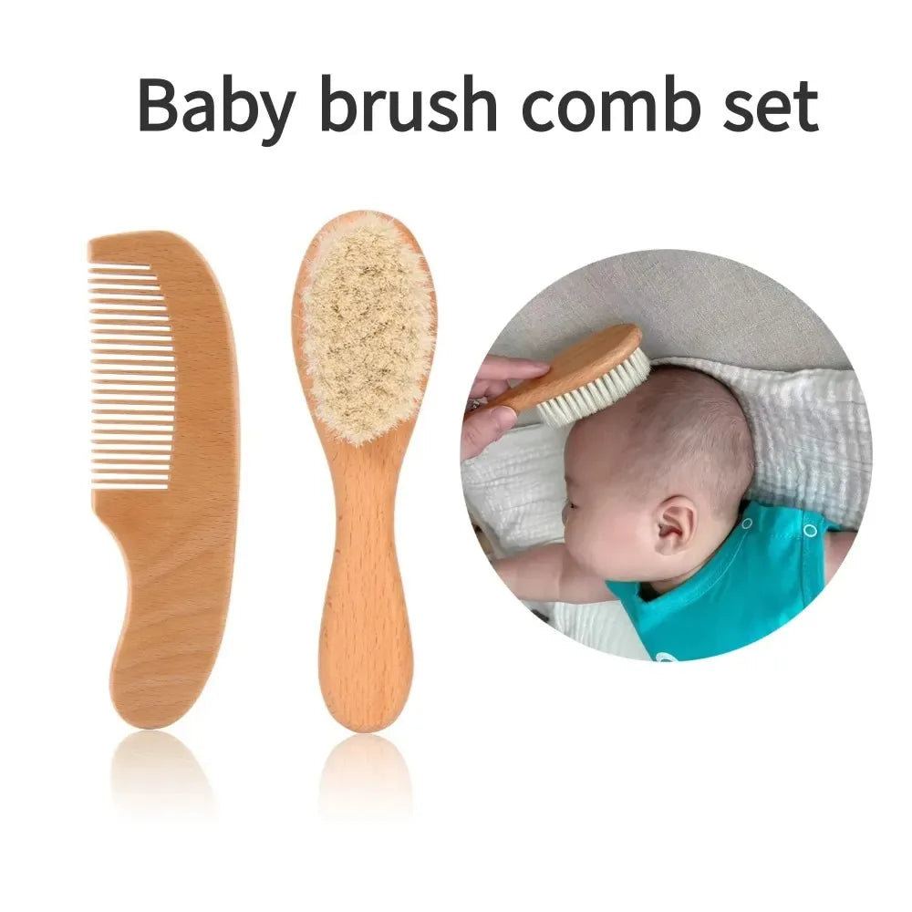 Baby Kam & Borste Set Bokträ – Mild Hårvård | 2-delar More For Mini