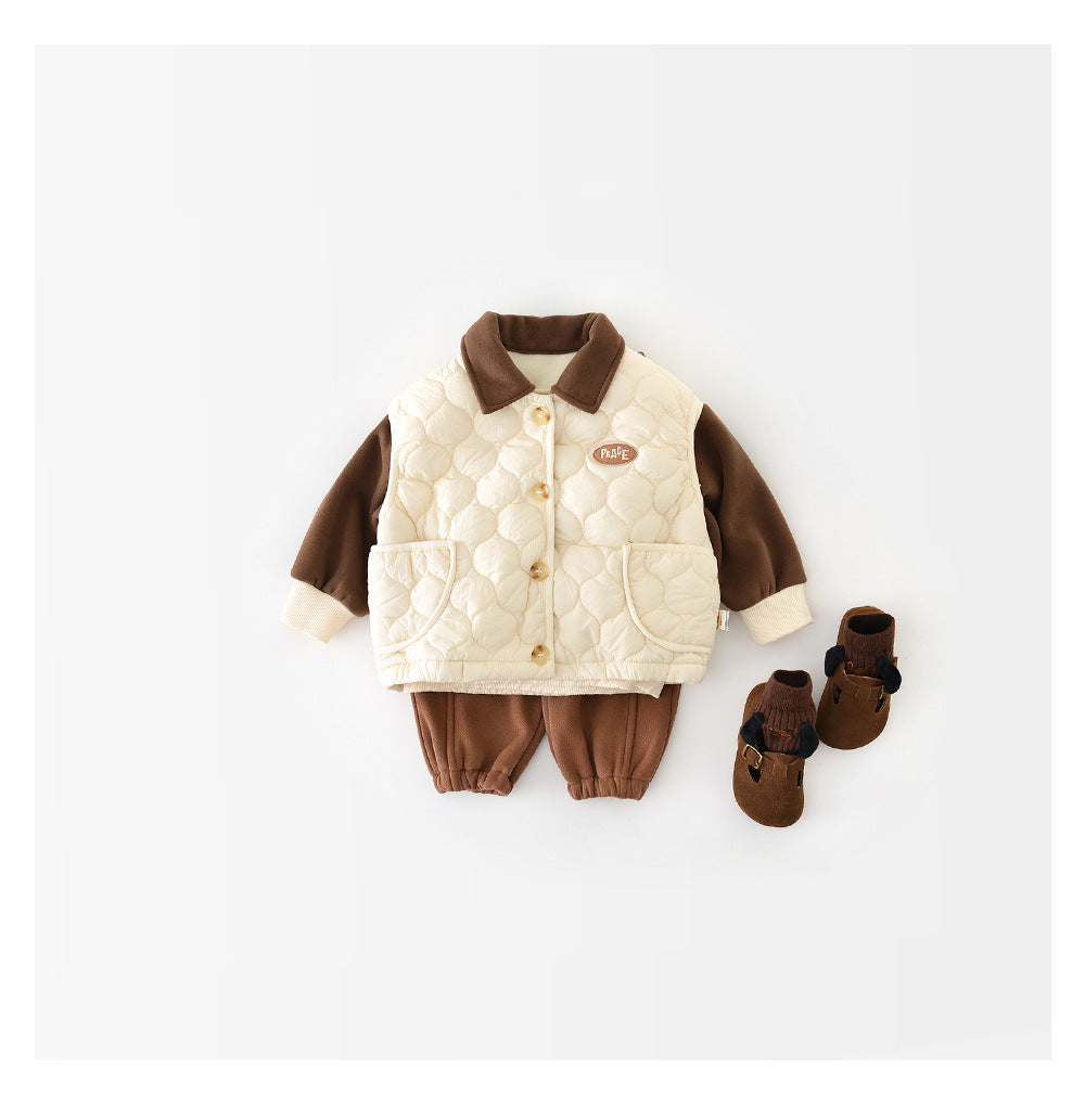 Vadderad väst – Pape Unisex, Brun/Beige, Bomull, Storlek 0–4 år More For Mini