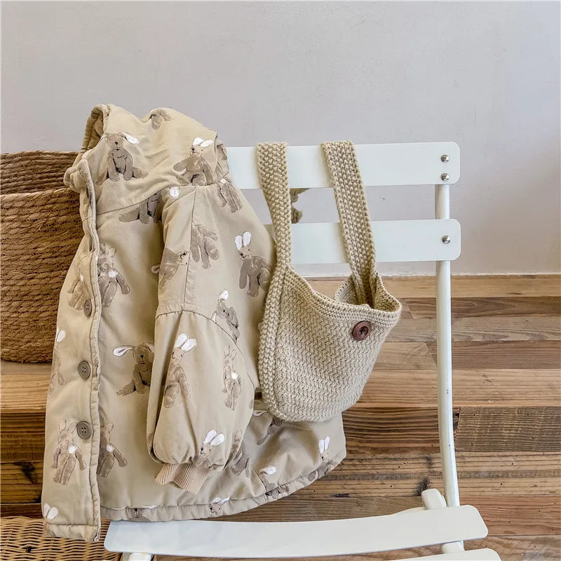 Jas met Capuchon – Knuffel Unisex, Bruin/Beige, Polyester, Maat 0-6 Jaar-More For Mini