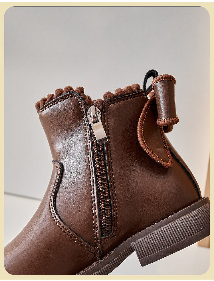 Enkellaars – Nilla Meisjes, Bruin/Zwart, Leer, Maat 23-26-More For Mini