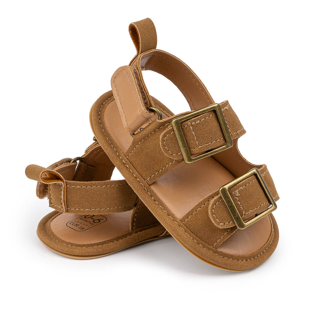 Solevi Lino Babysandaler – Sommarsandal för Flicka/Pojke – Justerbara – Halkfria – Brun/Beige – 0-1,5 år – Veganskt Läder More For Mini