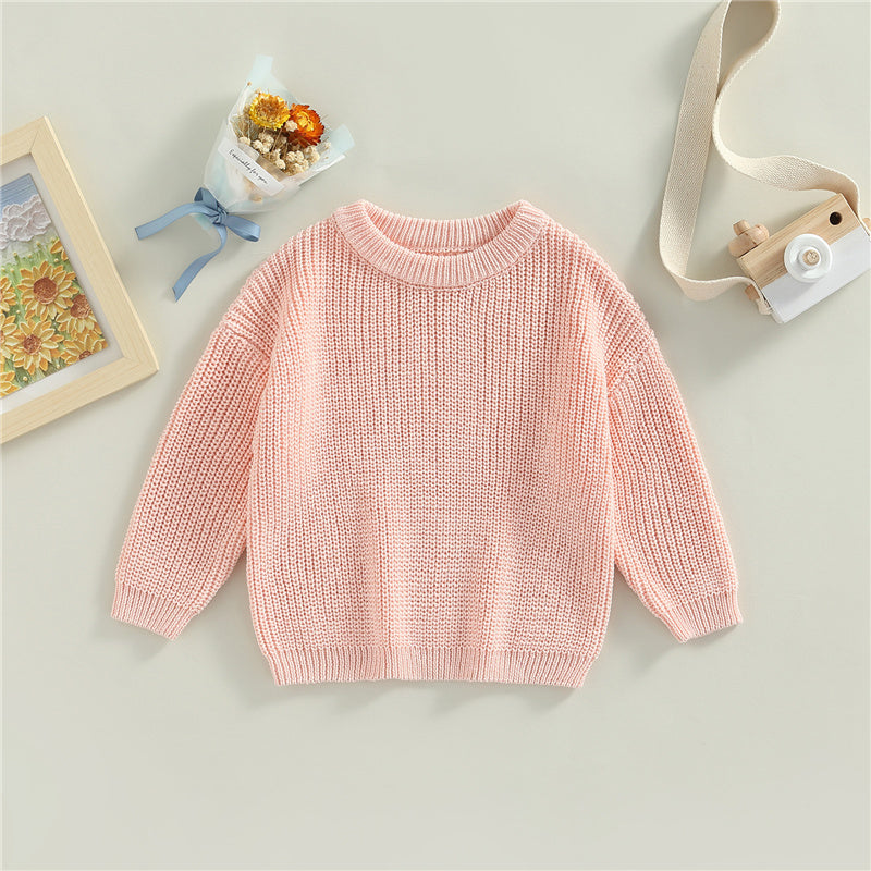 Gebreide Trui - Amba Unisex, Wit/Zwart/Blauw/Roze/Groen/Grijs/Bruin, Katoen, Maat 0-6 jaar-More For Mini