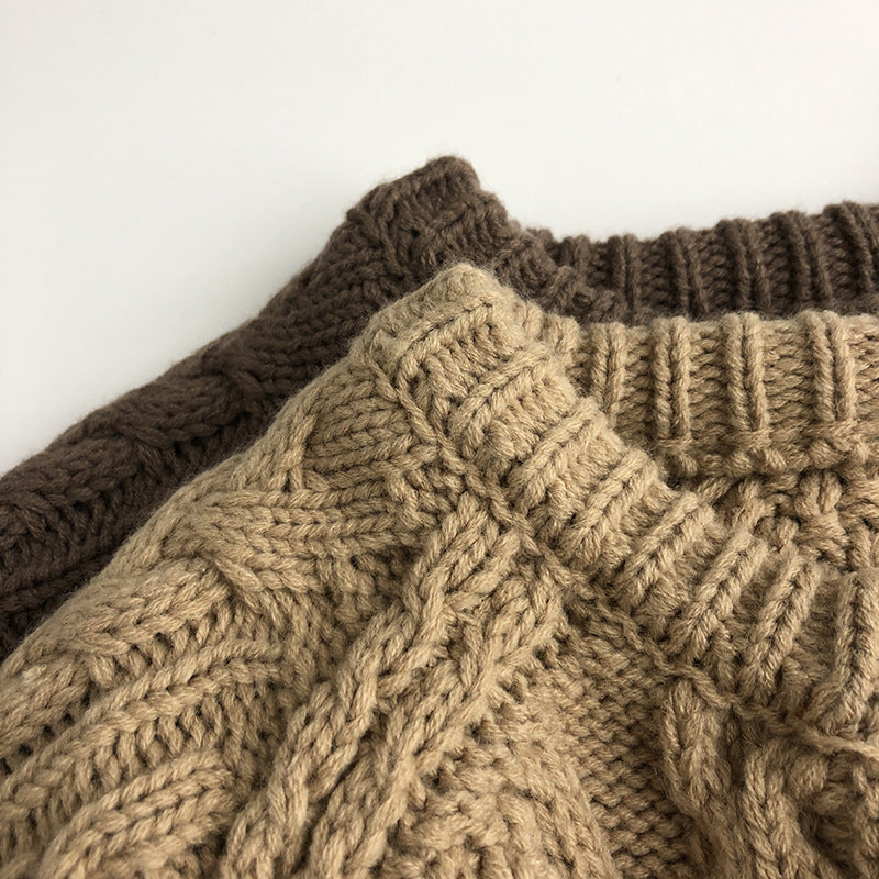 Gebreid Vest met Kabel - Mandu Unisex, Beige/Bruin, Katoen, Maat 0-6 Jaar-More For Mini