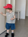 Lunari Breton T-shirt & Denim Shorts Set – Sommarklädset Barn 0–3 år – Ecru/Svart + Blå Shorts – Unisex & Bekväm MoreForMini