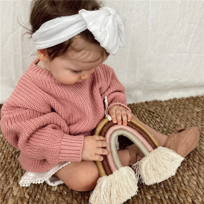 Gebreide Trui - Amba Unisex, Wit/Zwart/Blauw/Roze/Groen/Grijs/Bruin, Katoen, Maat 0-6 jaar-More For Mini