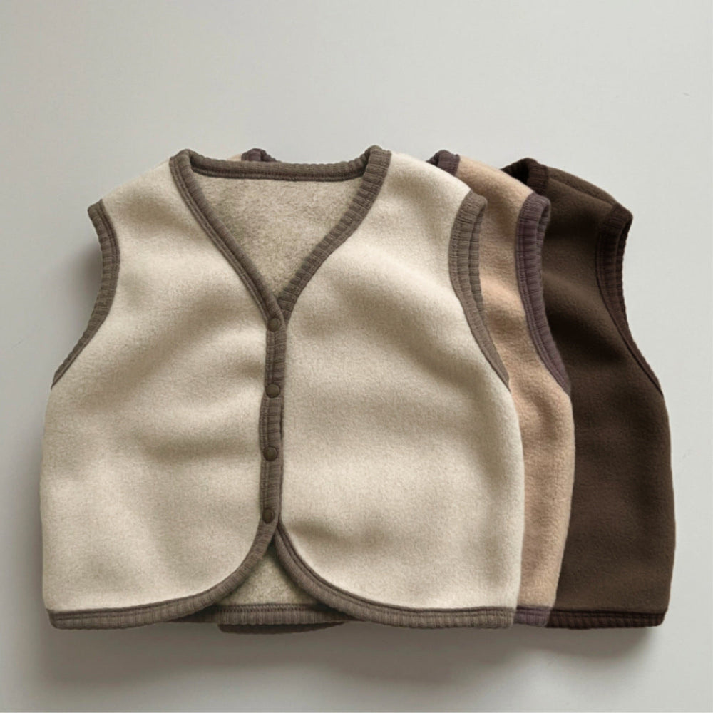 Väst med Fleece – Little Snug, Baby Unisex, Brun/Beige, Bomull, Storlek 0–2 år More For Mini