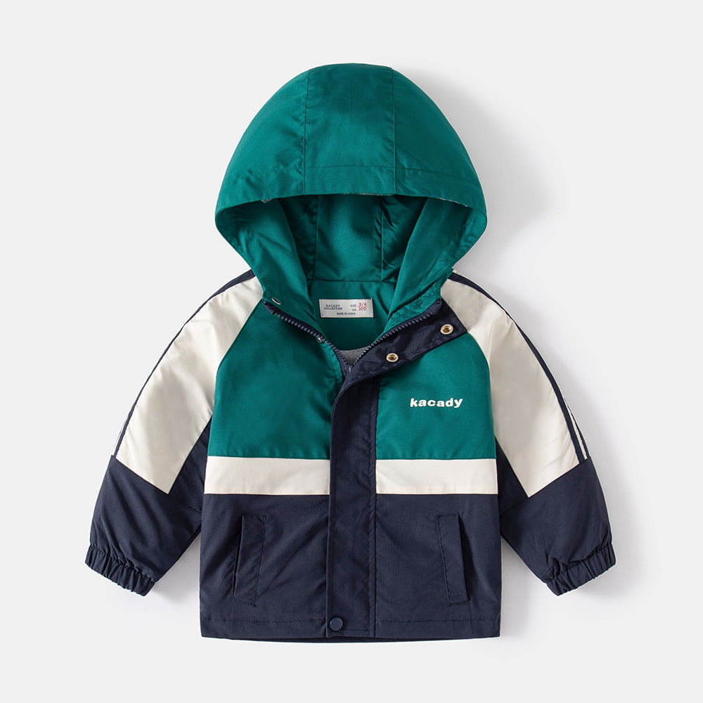 Regenjas - Thim Jongens, Groen/Oranje/Blauw, Polyester, Maat 2-8 Jaar-More For Mini