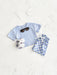 Mellow Mini kledingset 0-3 jaar: T-shirt en geblokte broek in geel, blauw, paars of groen. Duurzaam, comfortabel en perfect voor de zomer! MoreForMini