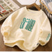 Sweater met Print - Smile Unisex, Groen/Bruin/Wit, Katoen, Maat 5-10 Jaar-More For Mini