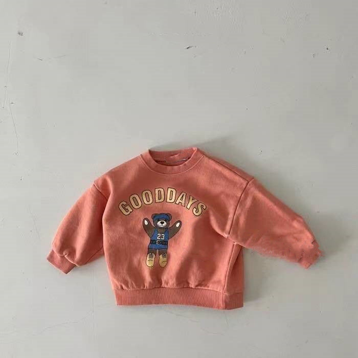 Tröja med björntryck – GoodDays Unisex, Blå/Orange/Vit, Bomull, Storlek 0–2 år More For Mini