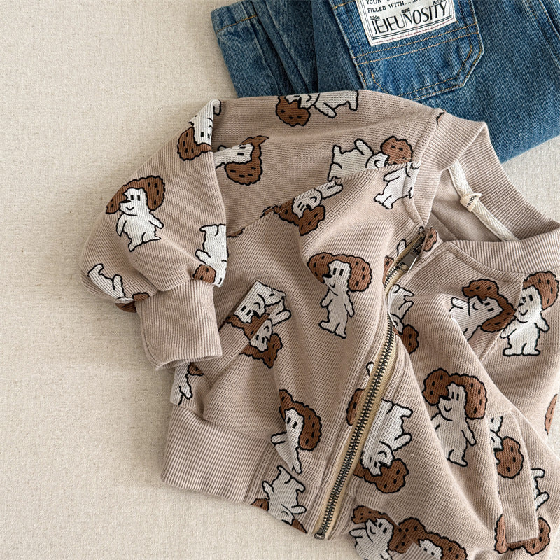 Väst med hundtryck – PuppyPals Unisex, Blå/Brun, Bomull, 0–6 år More For Mini