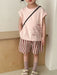 Sommarklädset med Randiga Shorts + T-shirt – Tula Unisex, Rosa/Brun, Bomull, Storlek 0–8 år More For Mini