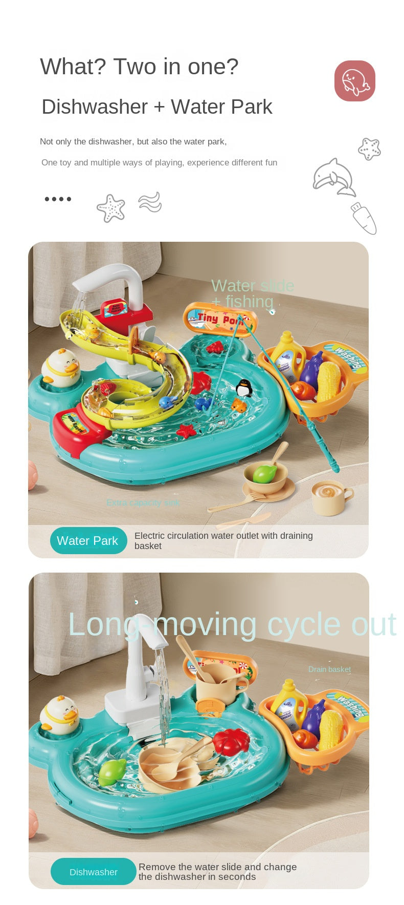 MiniMondo WaterPlay Lekbord – Interaktivt Vattenleksak & Litet Kök – Rollek för Barn 2–6 År – Med Metspö & Tillbehör More For Mini