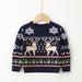 Kersttrui met Rendieren en Sneuwvlokken - Unisex, Rood/Blauw, Katoen, Maat 1-6 Jaar-More For Mini
