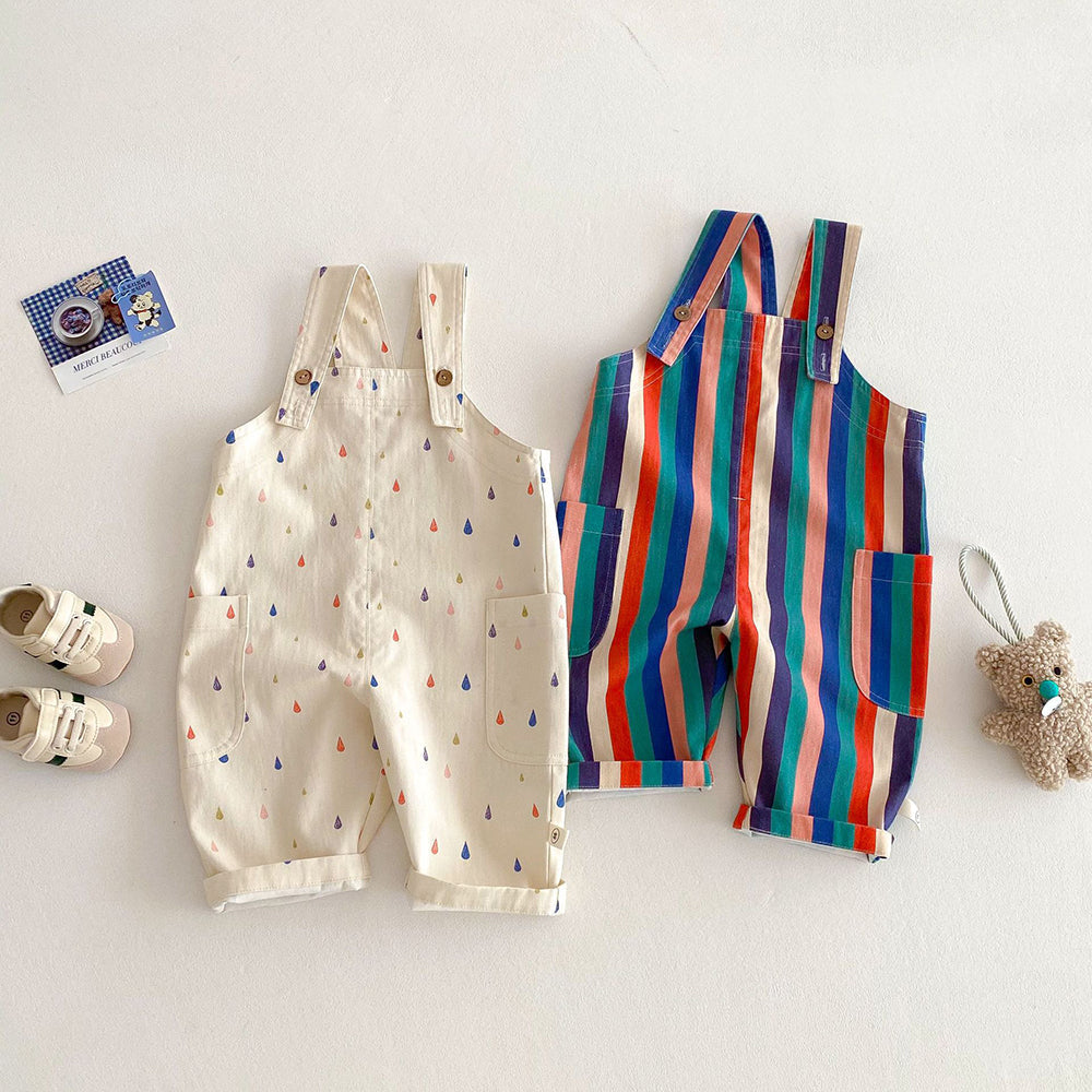Hängselbyxa med Droppar – Droppeldans Unisex, Beige, Bomull, Storlek 0–5 år More For Mini