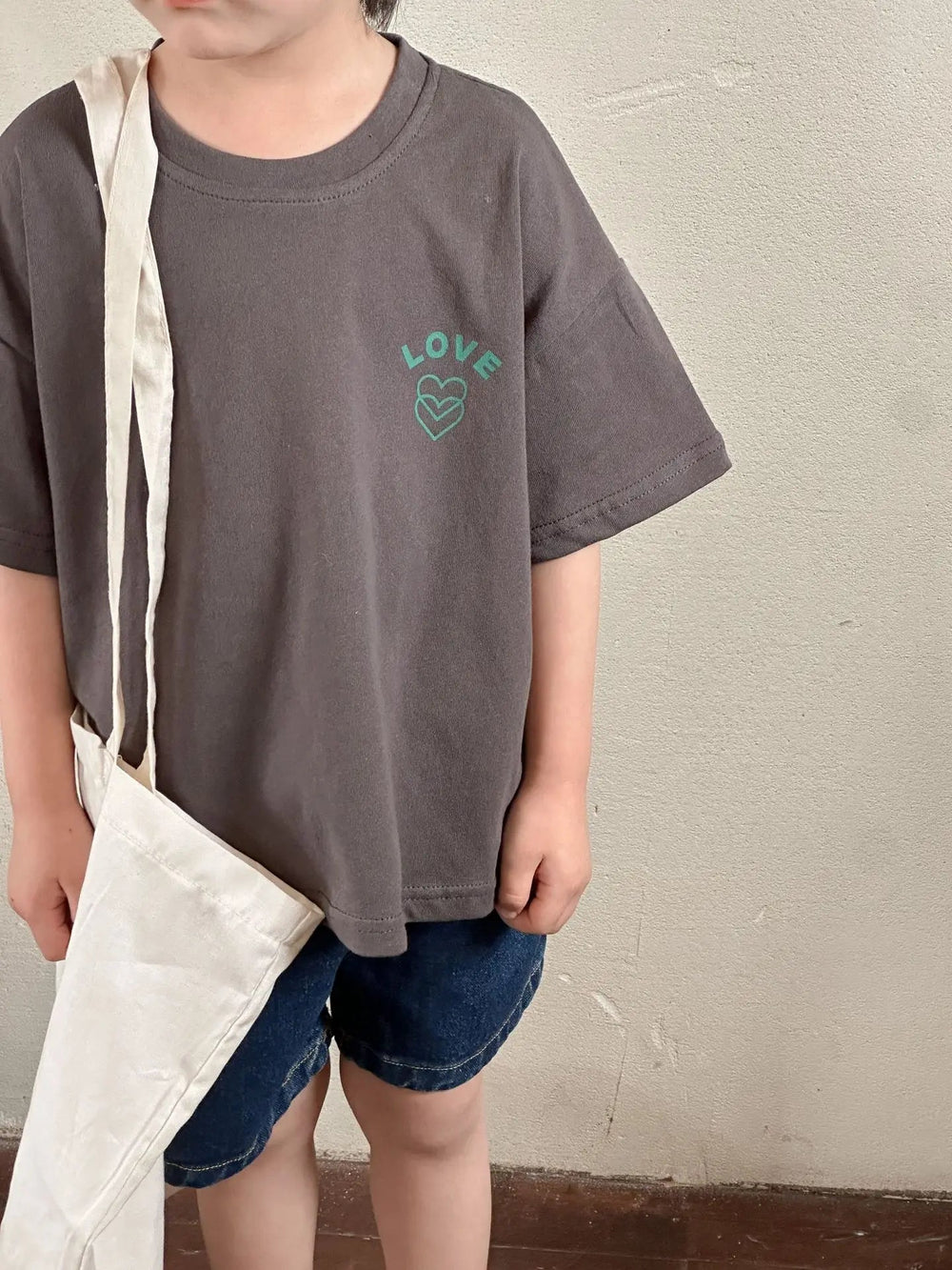 Oversized T-shirt – CozyLove Unisex, Grå/Beige, Bomull, Storlek 0–8 år More For Mini